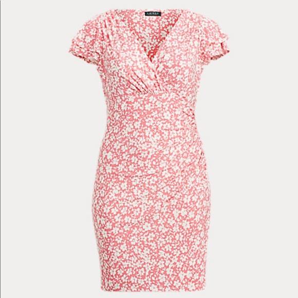 ralph lauren floral ruched dress